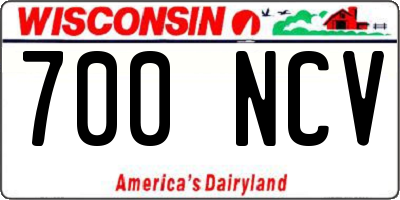 WI license plate 700NCV