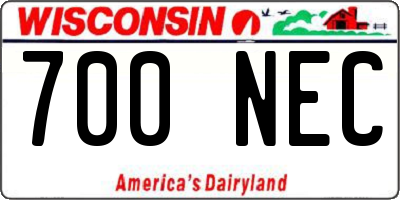 WI license plate 700NEC