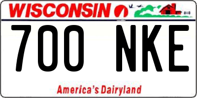WI license plate 700NKE