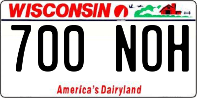WI license plate 700NOH