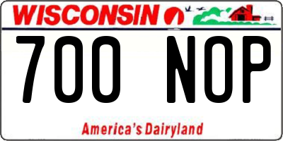 WI license plate 700NOP