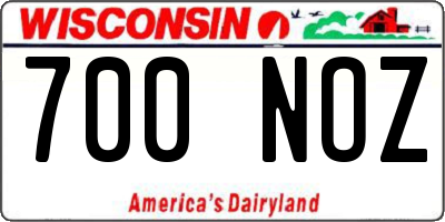 WI license plate 700NOZ