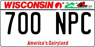 WI license plate 700NPC