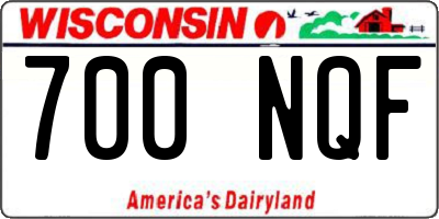 WI license plate 700NQF