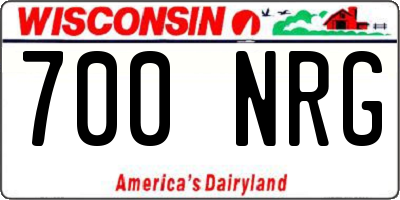 WI license plate 700NRG