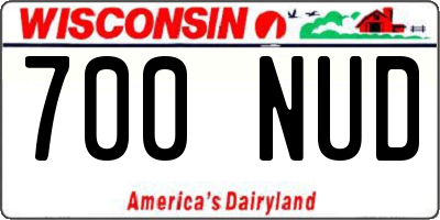 WI license plate 700NUD