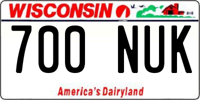 WI license plate 700NUK