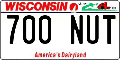 WI license plate 700NUT