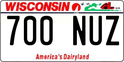 WI license plate 700NUZ