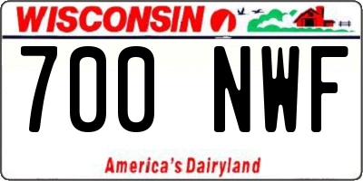 WI license plate 700NWF