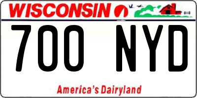 WI license plate 700NYD