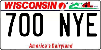 WI license plate 700NYE