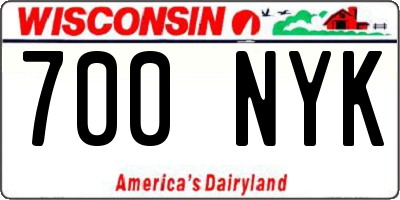 WI license plate 700NYK