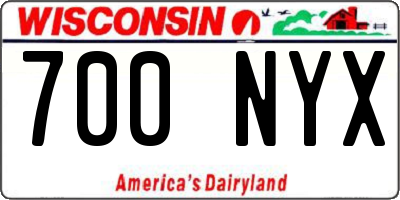 WI license plate 700NYX