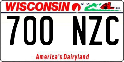 WI license plate 700NZC