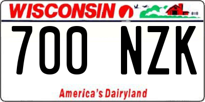 WI license plate 700NZK