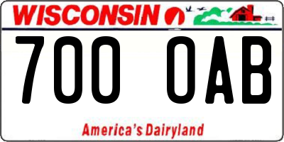 WI license plate 700OAB