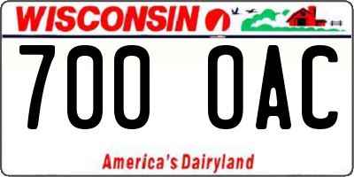 WI license plate 700OAC