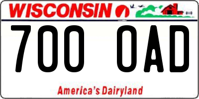 WI license plate 700OAD