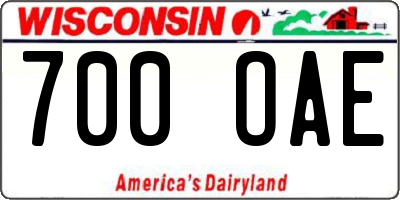 WI license plate 700OAE