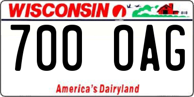 WI license plate 700OAG