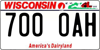 WI license plate 700OAH