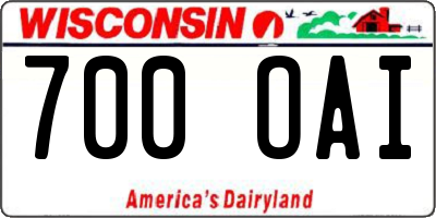 WI license plate 700OAI