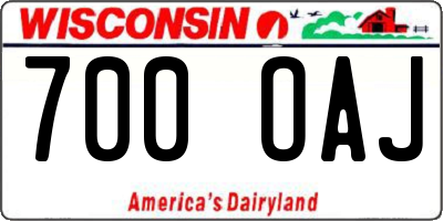 WI license plate 700OAJ