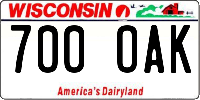 WI license plate 700OAK