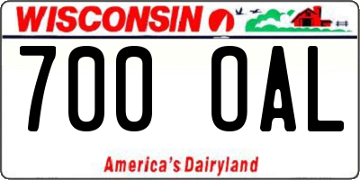 WI license plate 700OAL