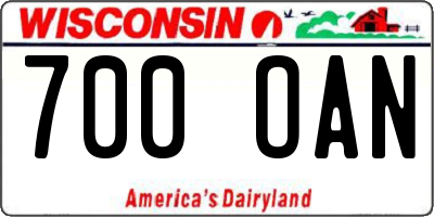 WI license plate 700OAN