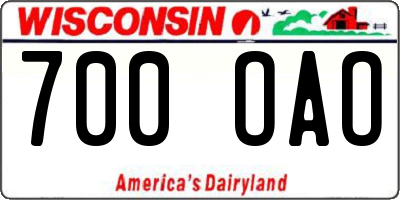 WI license plate 700OAO
