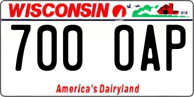 WI license plate 700OAP