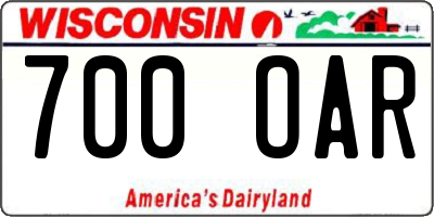 WI license plate 700OAR