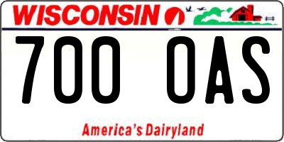 WI license plate 700OAS