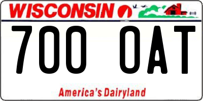 WI license plate 700OAT