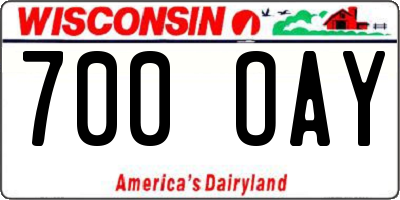 WI license plate 700OAY