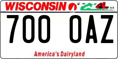 WI license plate 700OAZ