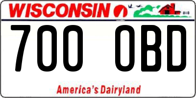 WI license plate 700OBD