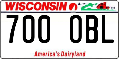 WI license plate 700OBL