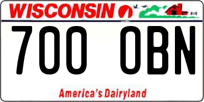 WI license plate 700OBN