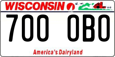 WI license plate 700OBO