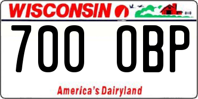 WI license plate 700OBP