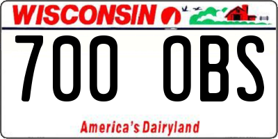 WI license plate 700OBS