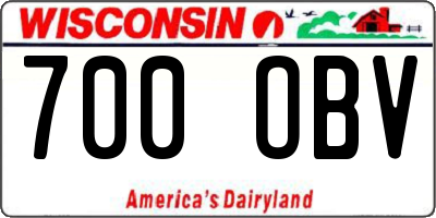 WI license plate 700OBV