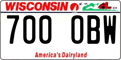 WI license plate 700OBW