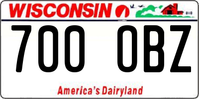 WI license plate 700OBZ