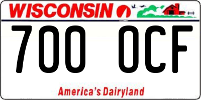WI license plate 700OCF