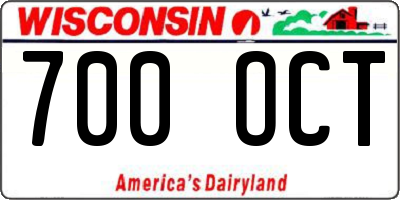 WI license plate 700OCT
