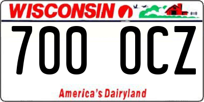 WI license plate 700OCZ